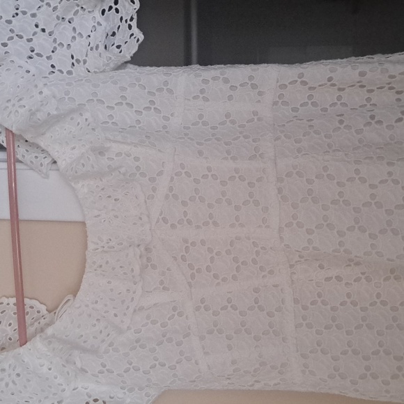 Polo Ralph Lauren White Cotton Eyelet Maxi Dress with ruffled neckline sz8 EUC - Picture 6 of 12